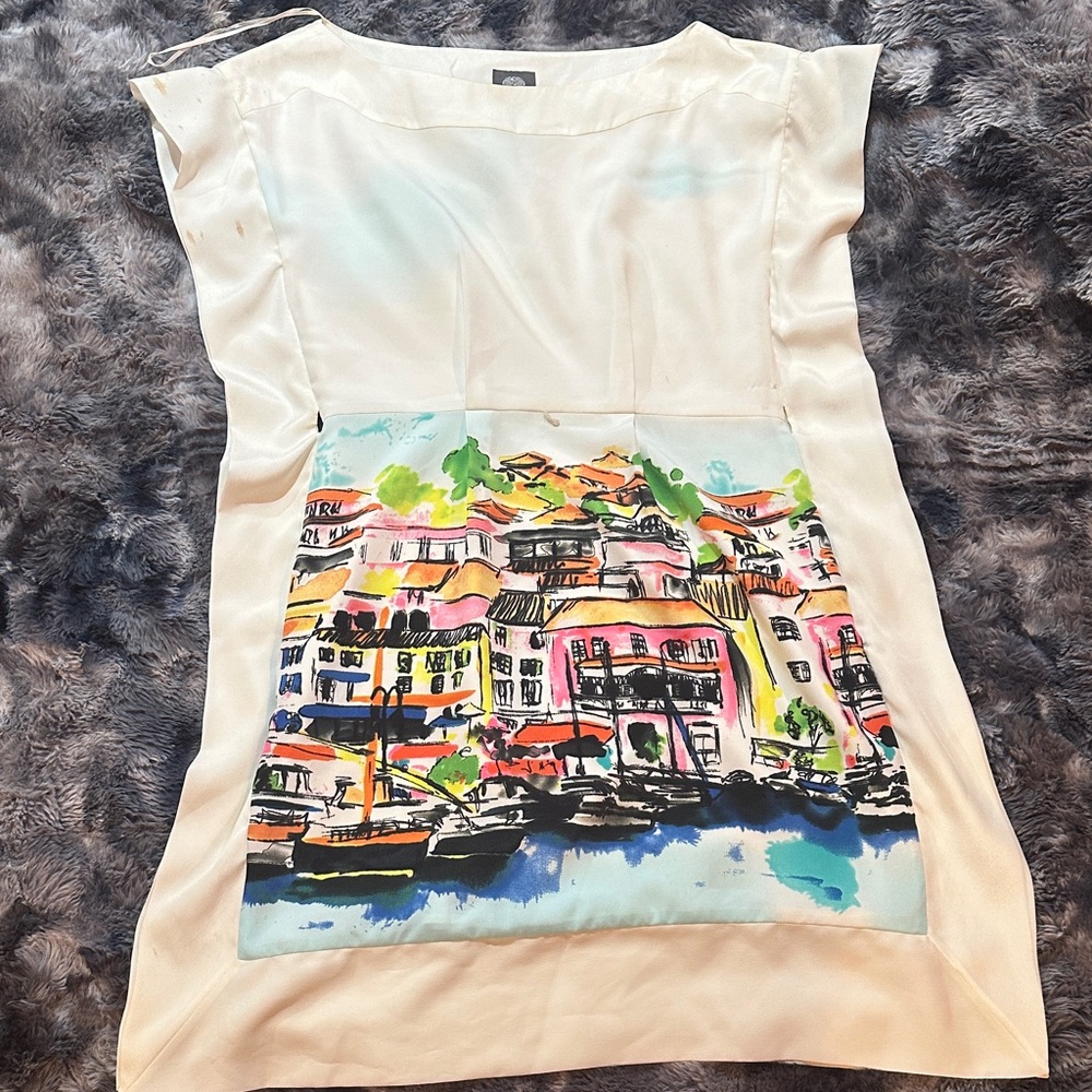 Women's Cream and Multicolor Printed Top